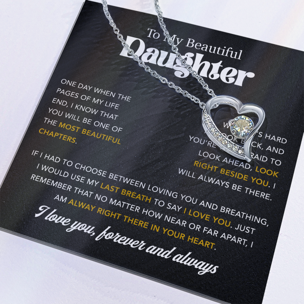 To My Daughter Necklace, Gift for Daughter from Dad, Father Daughter Necklace 7_7_Black