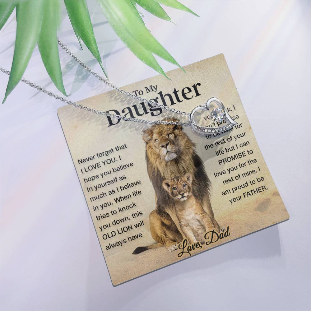 To My Daughter Necklace, Xmas Gift For Daughter From Dad, Daughter Father Lion