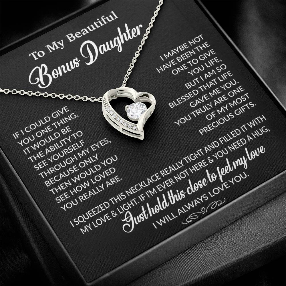 To My Bonus Daughter Necklace, Gift for Bonus Daughter, Step Daughter Birthday 1_10_Black