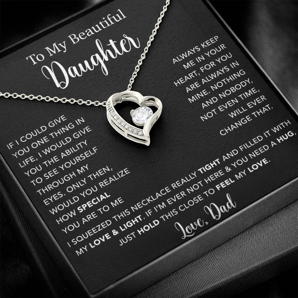 To My Daughter Necklace, Gift for Daughter from Dad, Father Daughter Necklace  4_5_Black