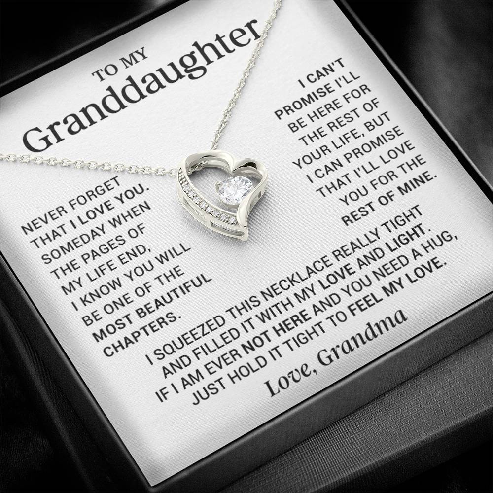 To My Granddaughter Love Grandma Heart Necklace Gift For Granddaughter Birthday