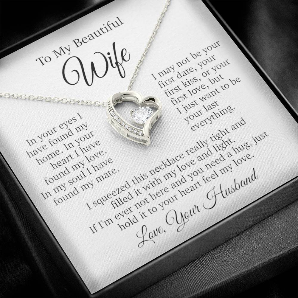 To My Wife Necklace, Gift From Husband, Anniversary Gifts Wife_White