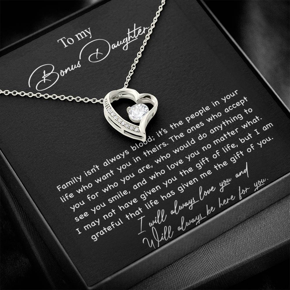 To my Bonus Daughter Necklace, Bonus Daughter, Step Daughter Gift 3-4_Black
