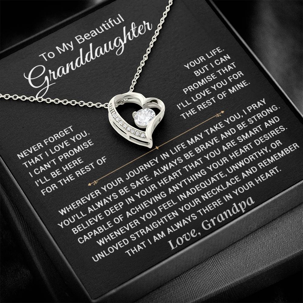 To My Granddaughter Necklace, Granddaughter Gift from Grandpa, Christmas Gift_Black