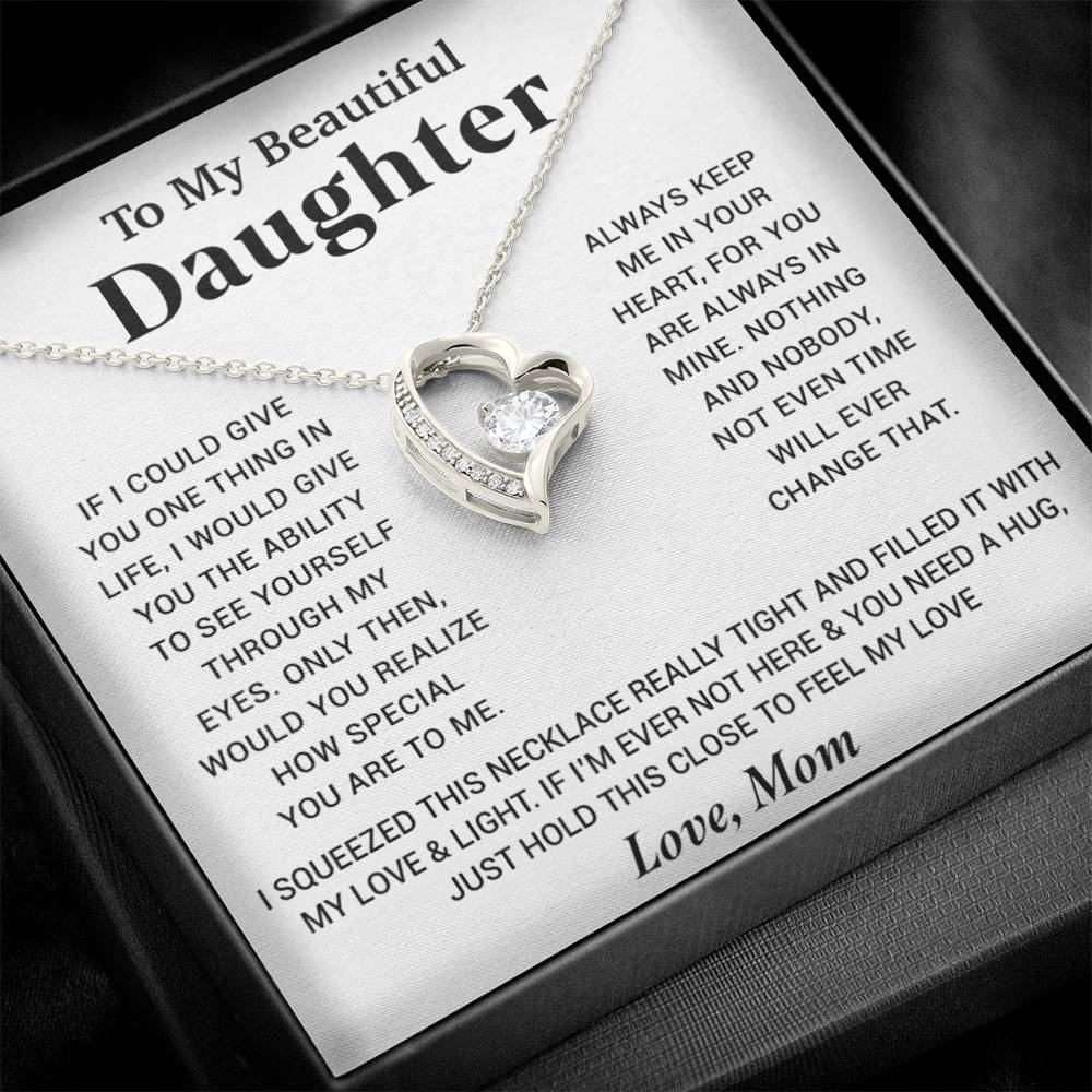 To My Beautiful Daughter Necklace, Gift for Daughter From Mom, Birthday Gift for Daughter