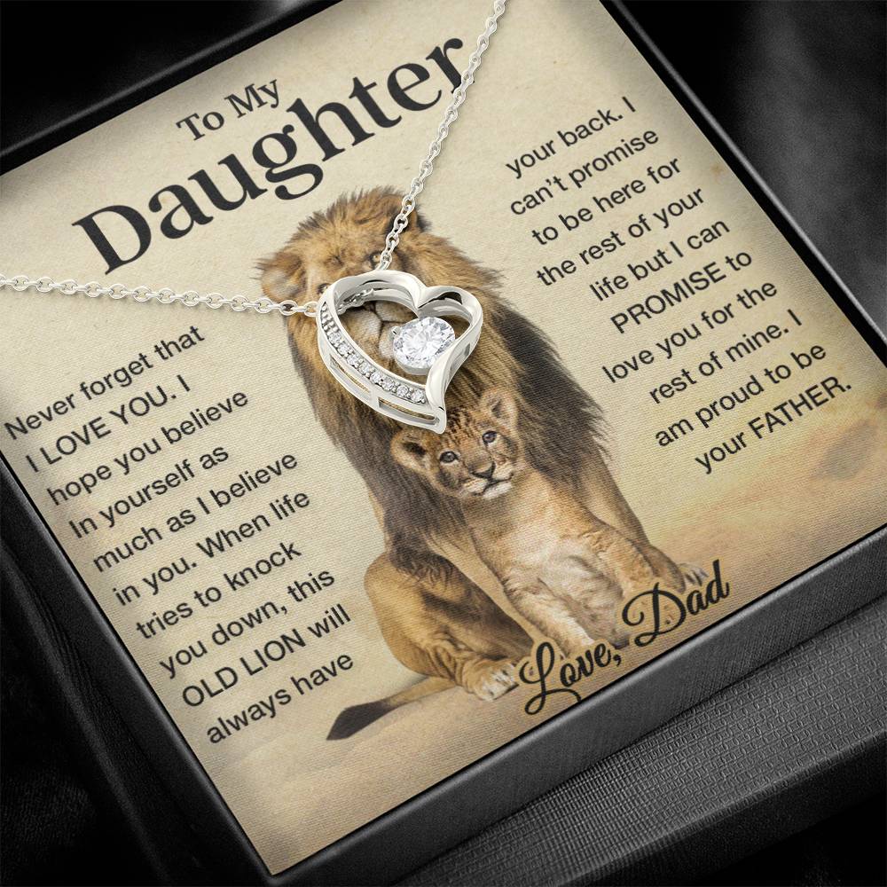 To My Daughter Necklace, Xmas Gift For Daughter From Dad, Daughter Father Lion