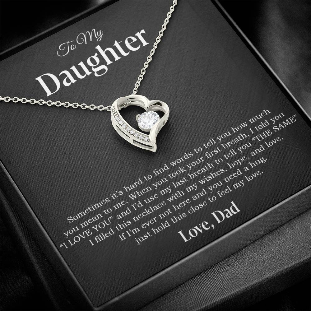 To My Daughter Necklace, Gift for Daughter from Dad, Father Daughter Necklace 14_4_Black