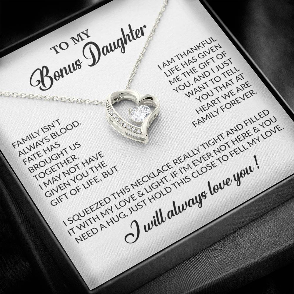 To My Bonus Daughter Necklace, Gift for Bonus Daughter, Step Daughter Birthday 7_11_White