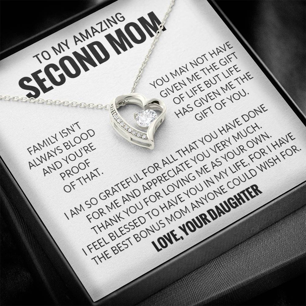 To My Amazing Second Mom, Second Mom Gift Necklace, Bonus Mom Gift