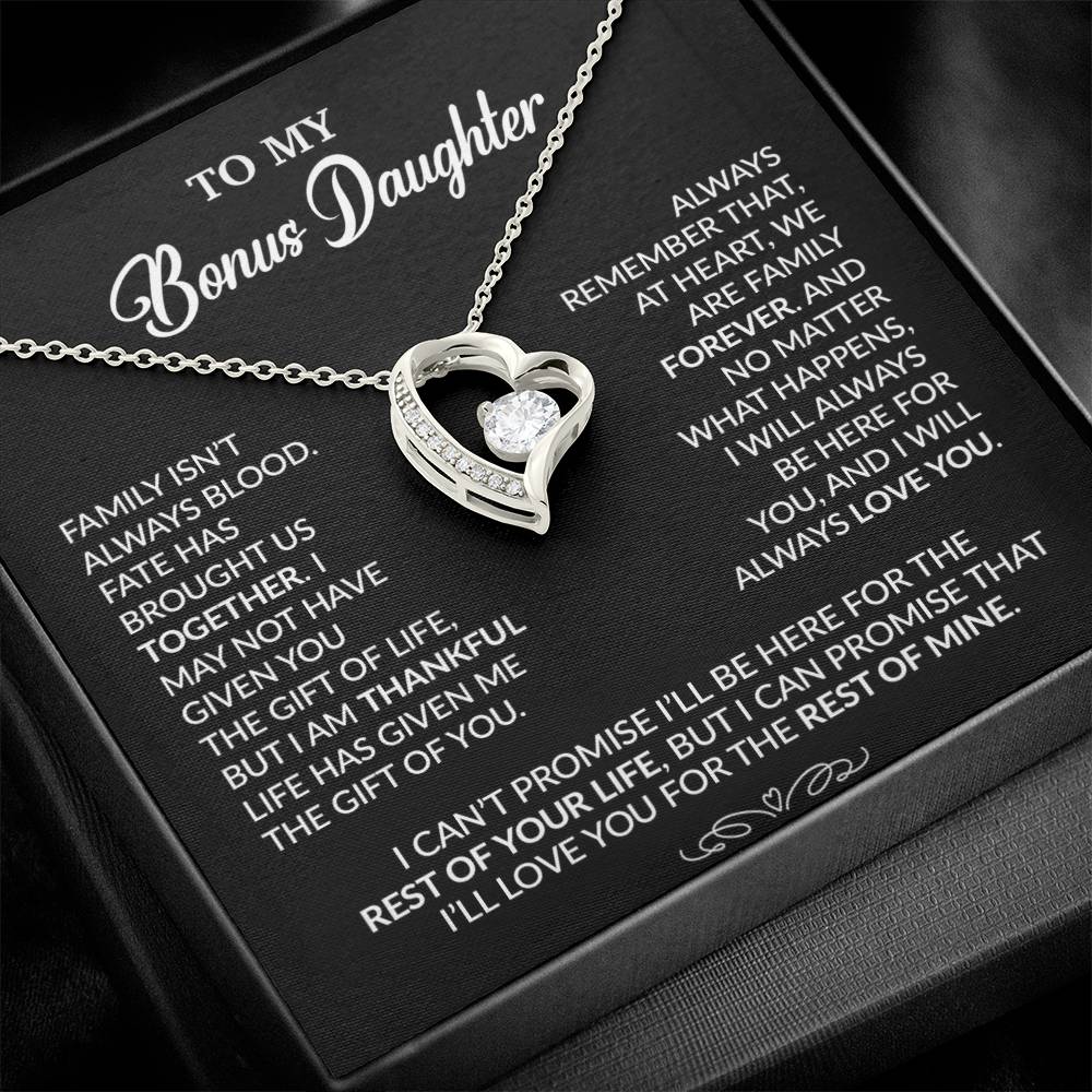 To My Bonus Daughter Necklace, Gift for Bonus Daughter, Step Daughter Birthday 30_9_Black