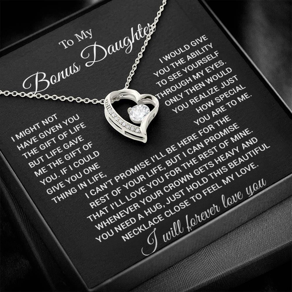 To My Bonus Daughter Necklace, Gift for Bonus Daughter, Step Daughter Birthday 23_11_Black