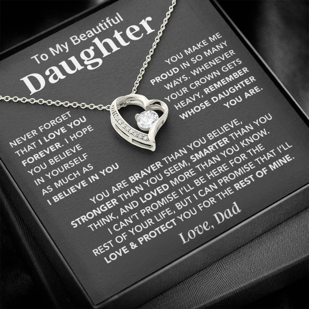 To My Daughter Necklace, Daughter Father Necklace, Daughter Gift From Dad_Gray