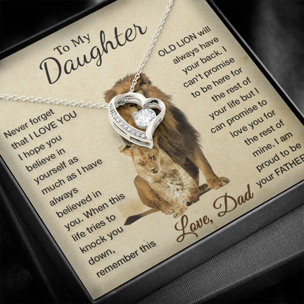 To My Daughter Necklace, Xmas Gift For Daughter From Dad, Daughter Father Lion