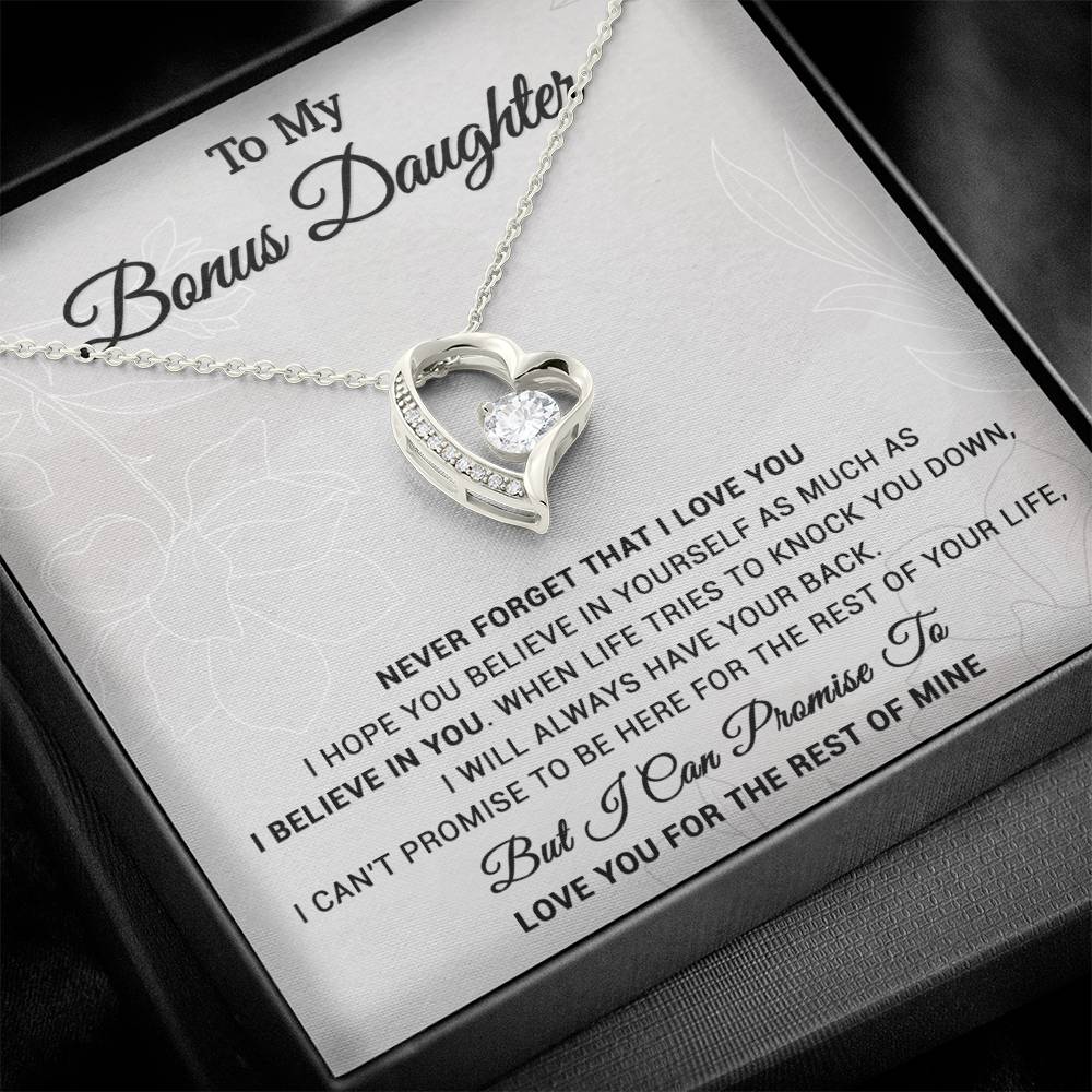 To My Bonus Daughter Necklace, Step Daughter Gift From Stepdad, Stepmom
