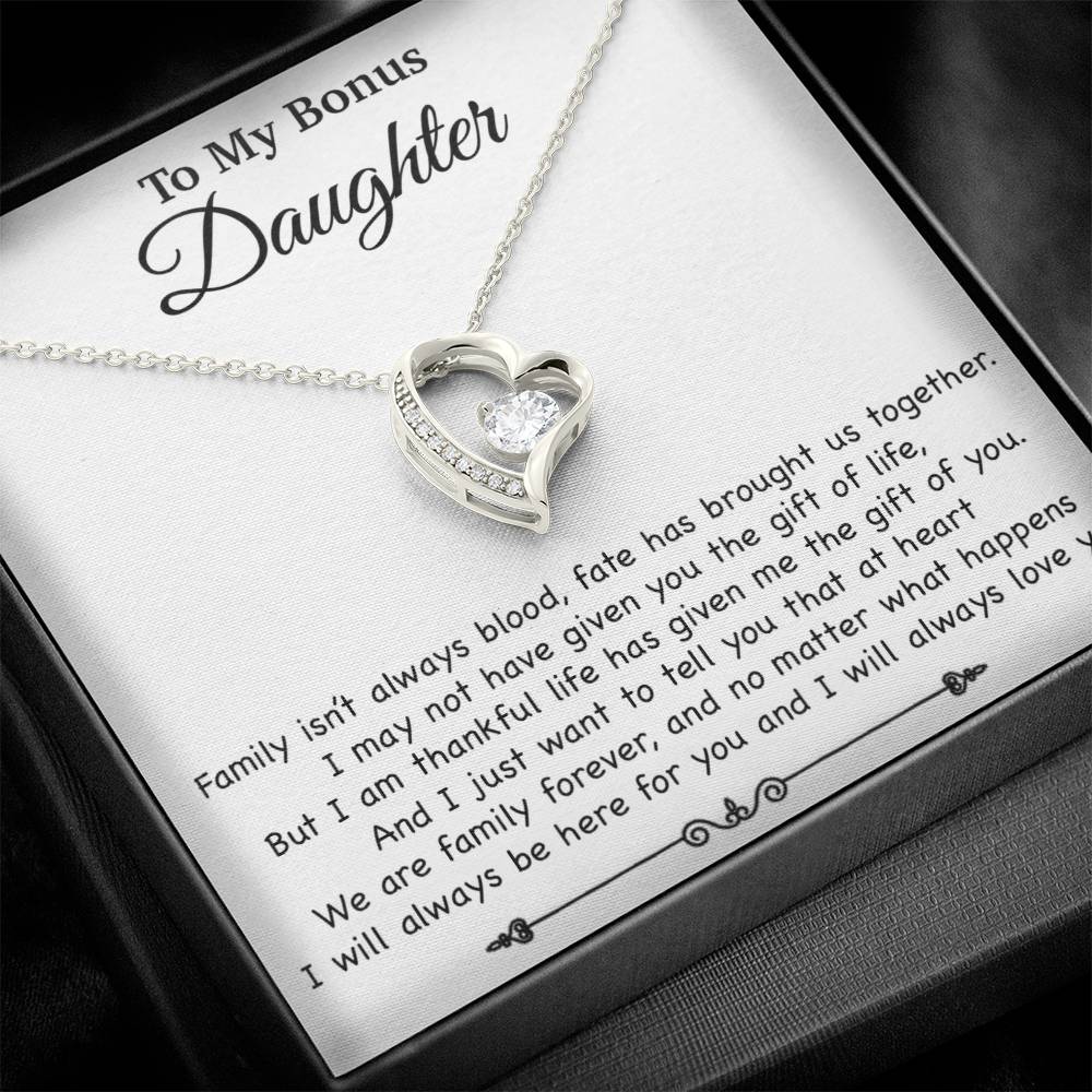 To My Bonus Daughter Necklace, Gift for Bonus Daughter, Step Daughter Birthday 2_11_White