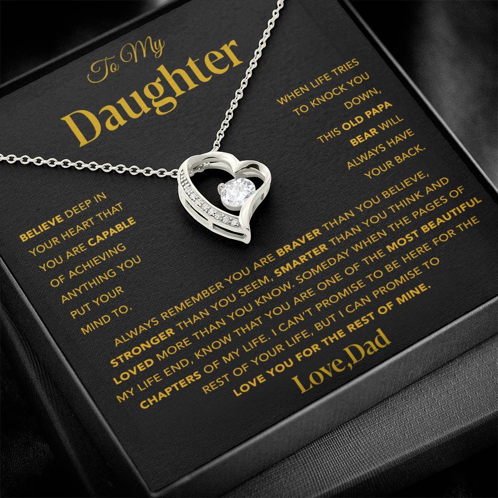 To My Daughter Necklace, Gift for Daughter from Dad, Father Daughter Necklace 13_12_Gold