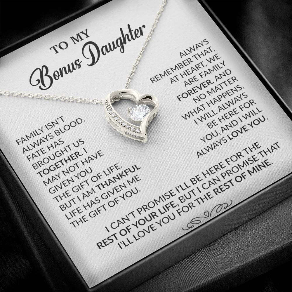 To My Bonus Daughter Necklace, Gift for Bonus Daughter, Step Daughter Birthday 30_9_White