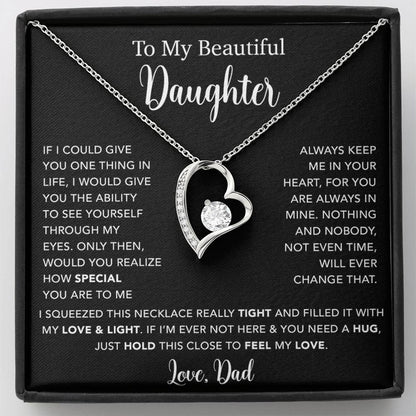 To My Daughter Necklace, Gift for Daughter from Dad, Father Daughter Necklace  4_5_Black