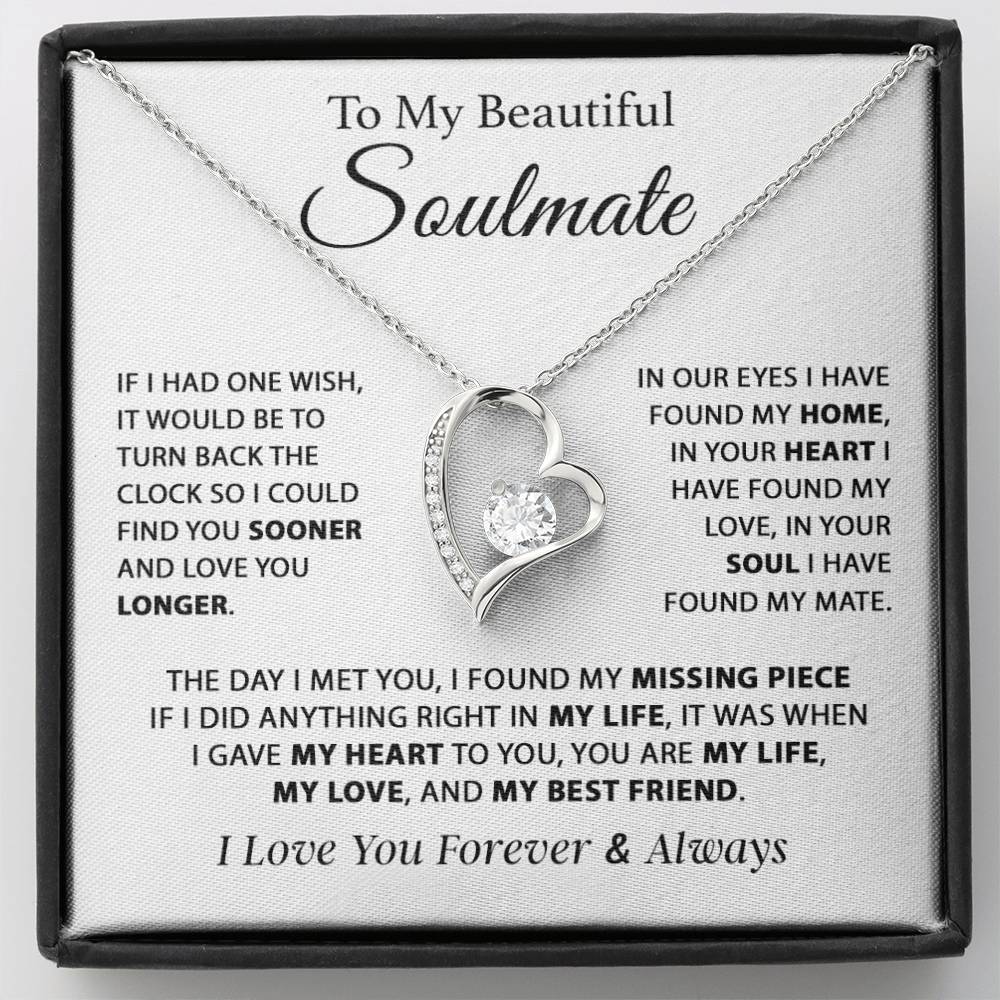 To My Soulmate Necklace, Gift For Girlfriend Wife, Birthday Gifts Christmas Gifts 11_11_White
