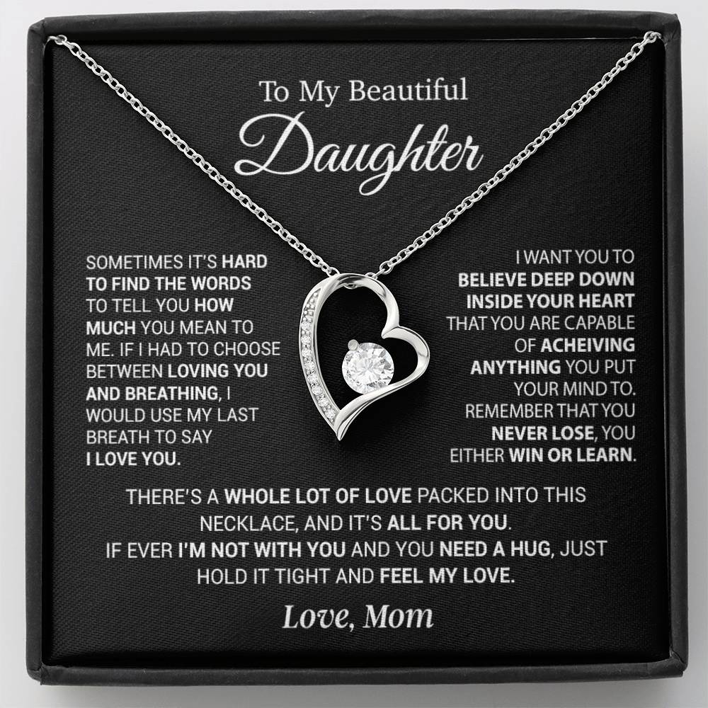 To My Daughter Necklace, Daughter Mother Necklace, Daughter Gift From Mom 5_12_Black