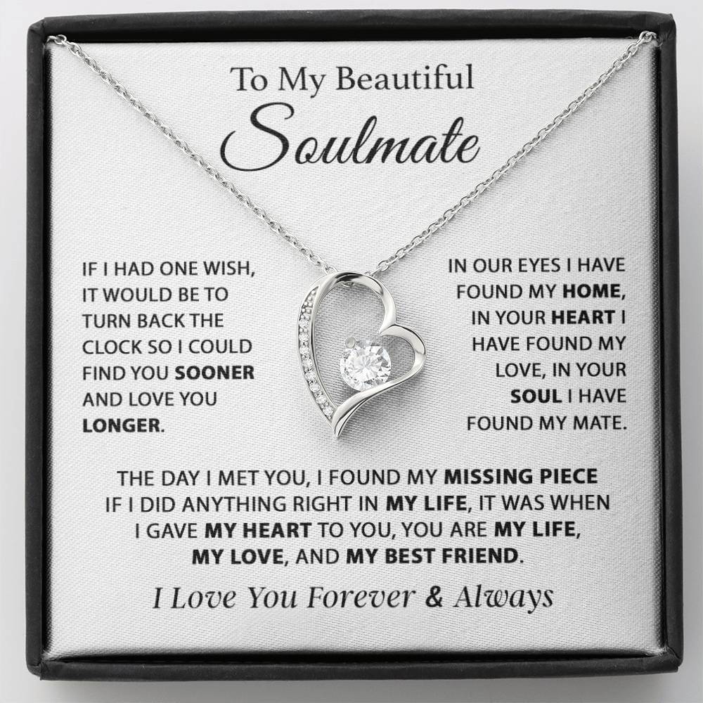 To My Soulmate Necklace, Gift For Girlfriend Wife, Birthday Gifts Christmas Gifts 11_11_White