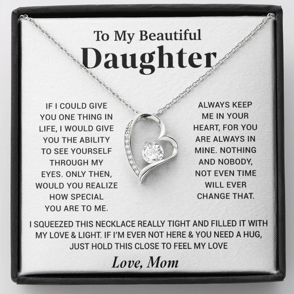 To My Beautiful Daughter Necklace, Gift for Daughter From Mom, Birthday Gift for Daughter