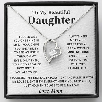 To My Beautiful Daughter Necklace, Gift for Daughter From Mom, Birthday Gift for Daughter