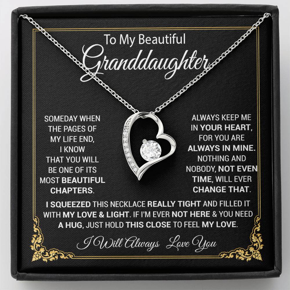 To My Granddaughter Necklace, Gift For Your Granddaughter, Christmas,Anniversary, Graduation_Black