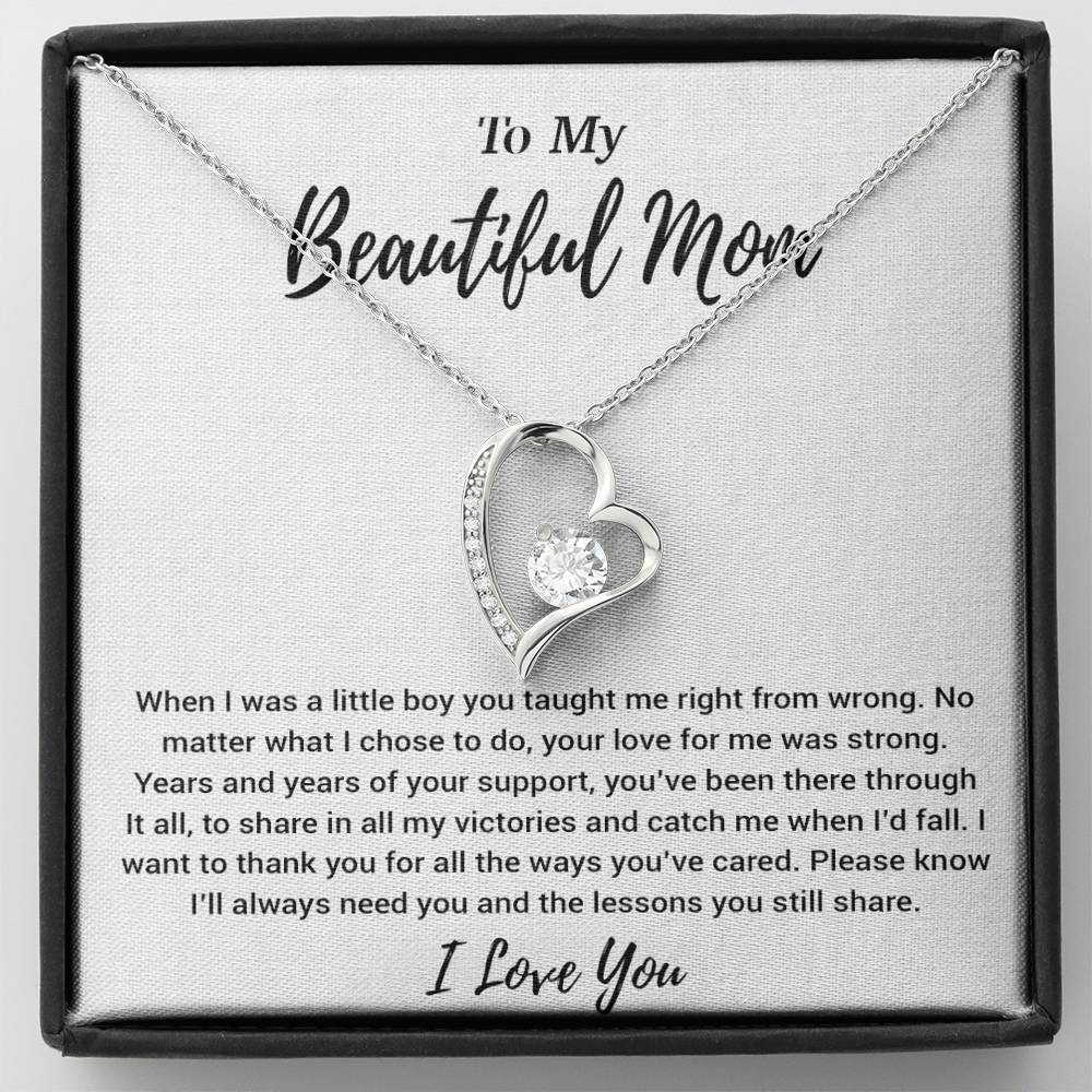 To My Beautiful Mom Necklace Mom Birthday Gift Mother's Day Gift Necklace For Mom From Son