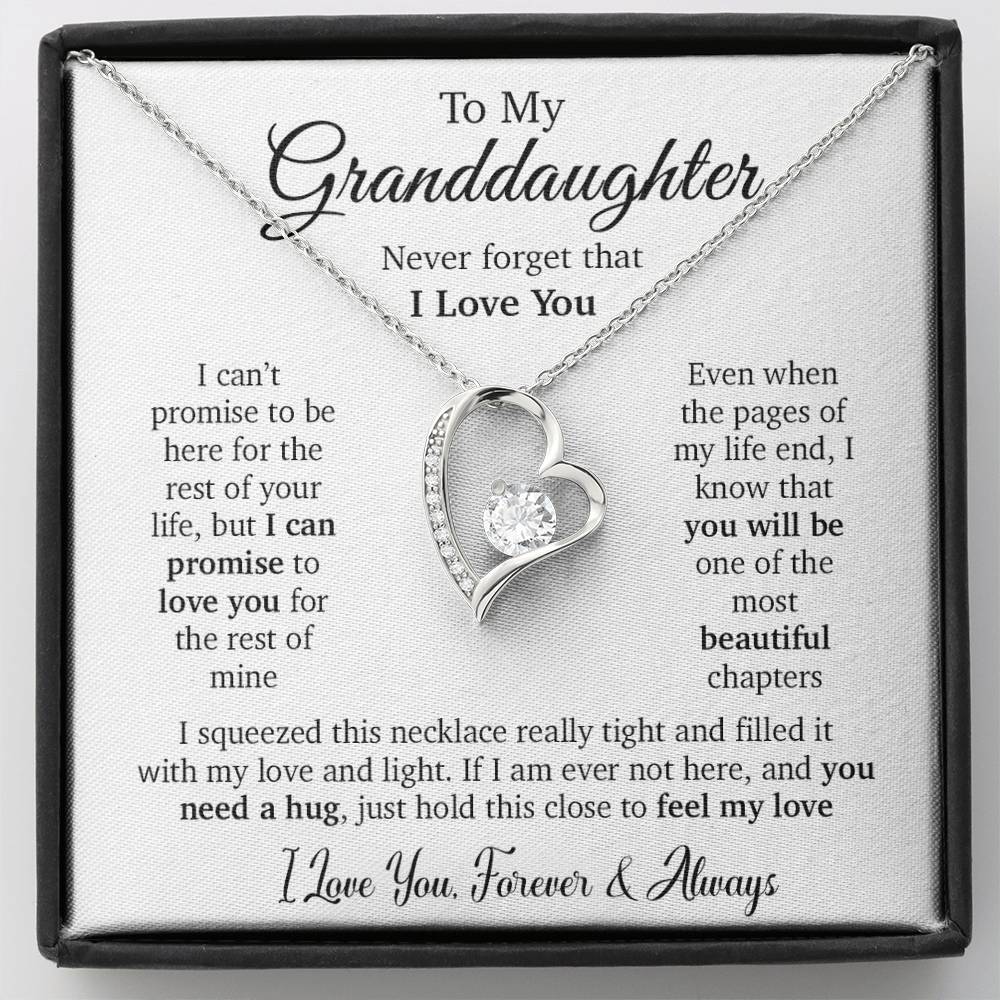 To My Granddaughter Necklace,Granddaughter Christmas Gift,Granddaughter Birthday Gift_White