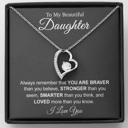 To My Beautiful Daughter Necklace, Necklace Gift for Daughter, Christmas Gift
