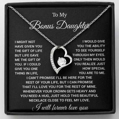 To My Bonus Daughter Necklace, Gift for Bonus Daughter, Step Daughter Birthday 23_11_Black