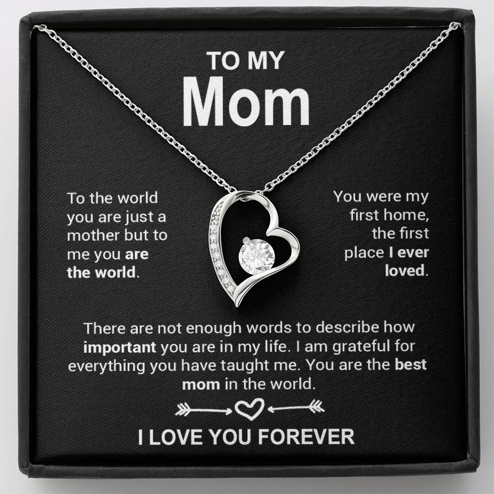 To My Mom Necklace, Mother's Day Gift, Anniversary Gift Valentines Gift_Black