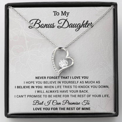 To My Bonus Daughter Necklace, Step Daughter Gift From Stepdad, Stepmom