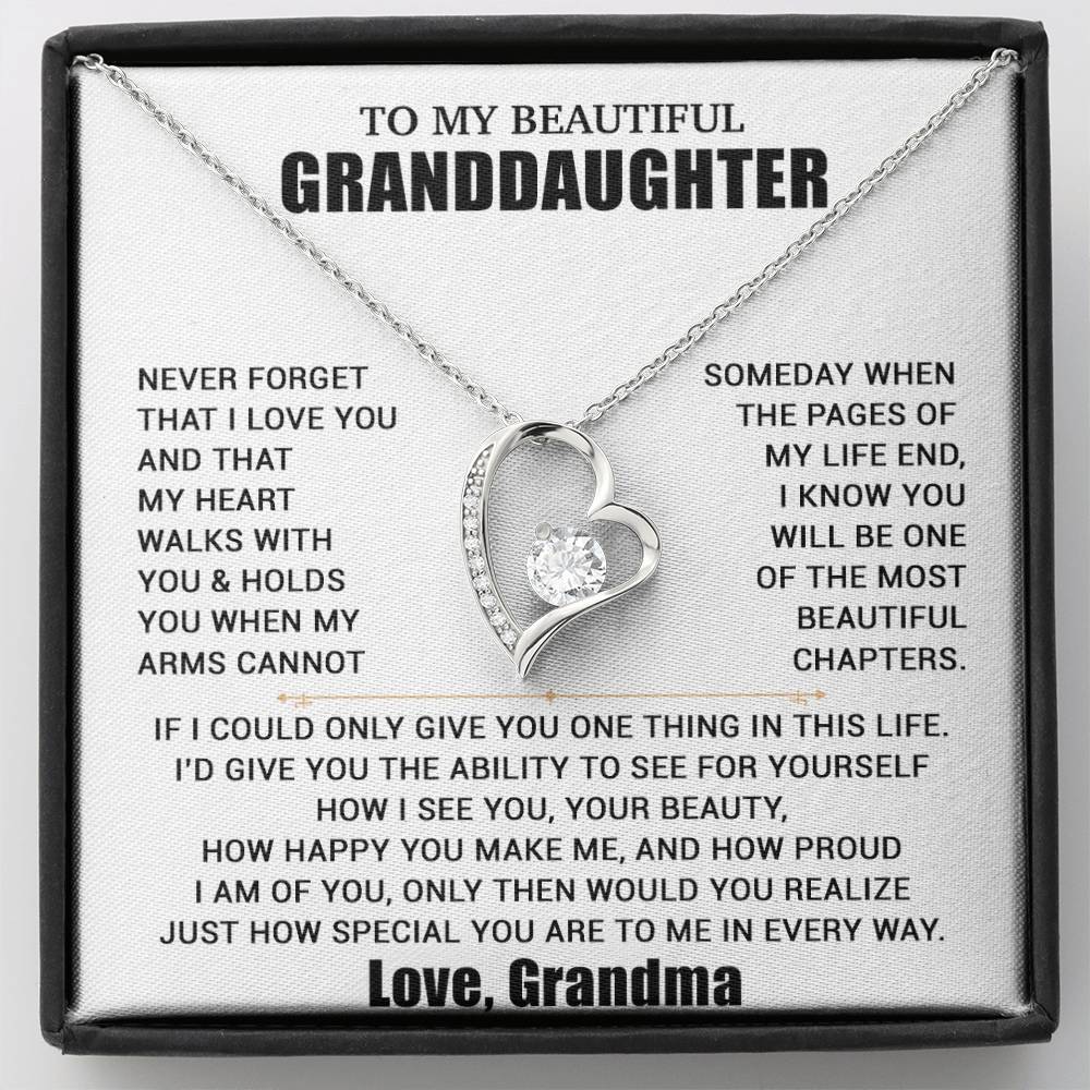To My Granddaughter Necklace, Granddaughter Gift from Grandma, Christmas Gift 19_8_White