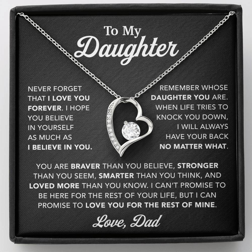 To My Daughter Necklace, Gift for Daughter from Dad, Father Daughter Necklace 25_2_Black