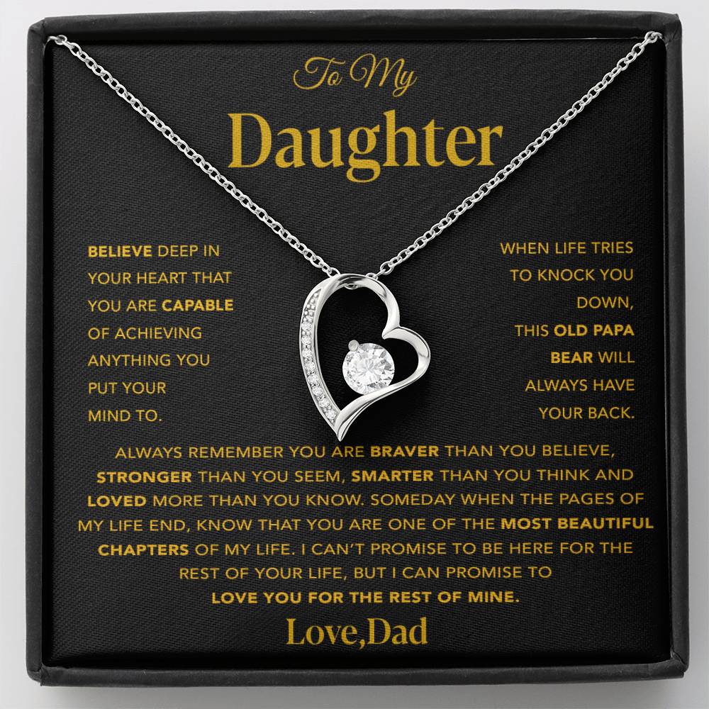 To My Daughter Necklace, Gift for Daughter from Dad, Father Daughter Necklace 13_12_Gold