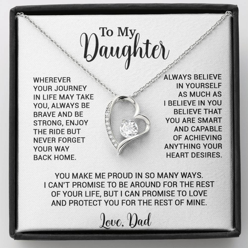 To My Daughter Necklace, Gift for Daughter from Dad, Father Daughter Necklace 3_6_White