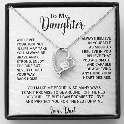 To My Daughter Necklace, Gift for Daughter from Dad, Father Daughter Necklace 3_6_White