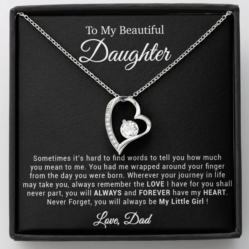 To My Daughter Necklace, Gift for Daughter from Dad, Father Daughter Necklace 21_4_Black