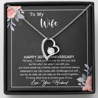 30th Anniversary Gift For Wife Necklace, 30 Year Anniversary, 30th Wedding Gift _Black