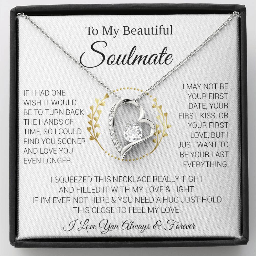 To My Soulmate Necklace, Gift For Soulmate, Anniversary Gift, Christmas Gift_White