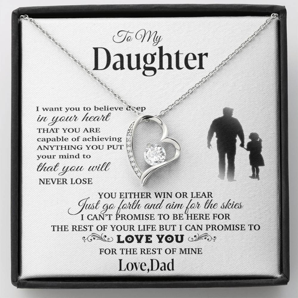 To My Daughter Necklace, Gift for Daughter from Dad, Father Daughter Necklace 30_11_White