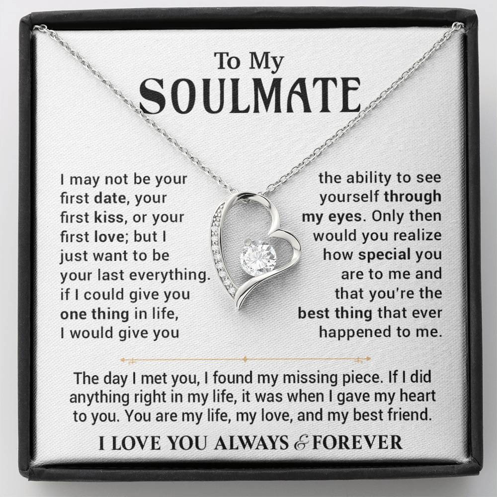 To My Soulmate Necklace Birthday,Anniversary,Valentine Gift for Wife Girlfriend
