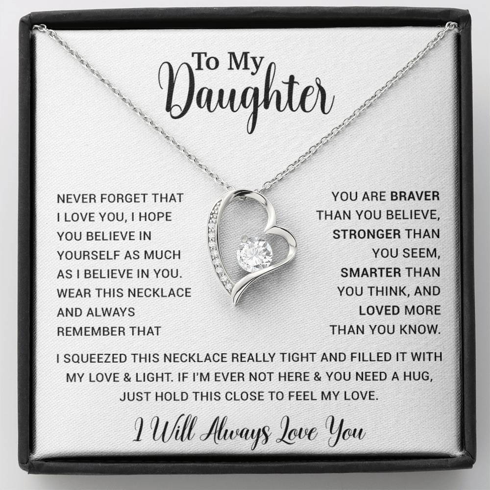 To My Daughter Necklace Gift for Daughter from Dad,Daughter Father Necklace 16_4_White