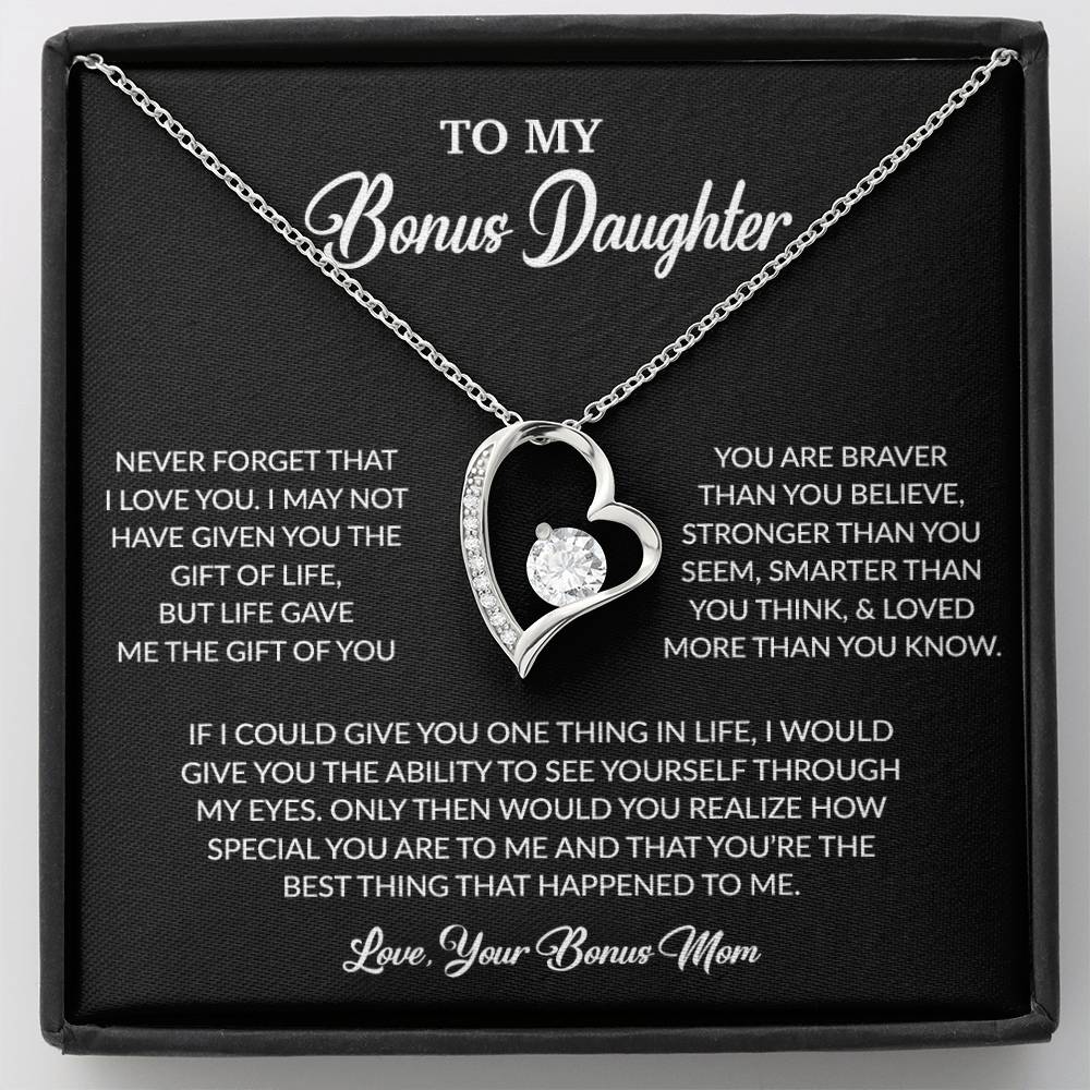 To My Bonus Daughter Necklace, Gift for Bonus Daughter, Step Daughter Birthday 5_6_Black