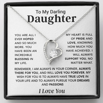To My Darling Daughter Necklace, Gift for Daughter ,Birthday Gift for Her