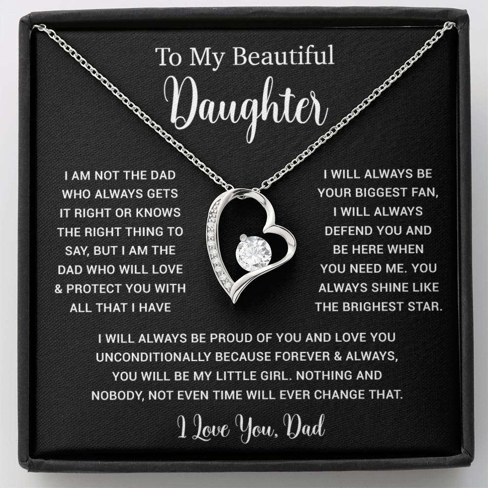 To My Daughter Necklace, Gift for Daughter from Dad, Father Daughter Necklace  6_5_Black