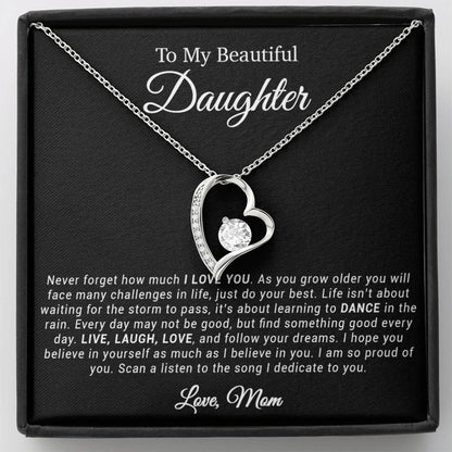 To My Daughter Necklace, Gift for Daughter from mom, Daughter mother Necklace 20_4_Black