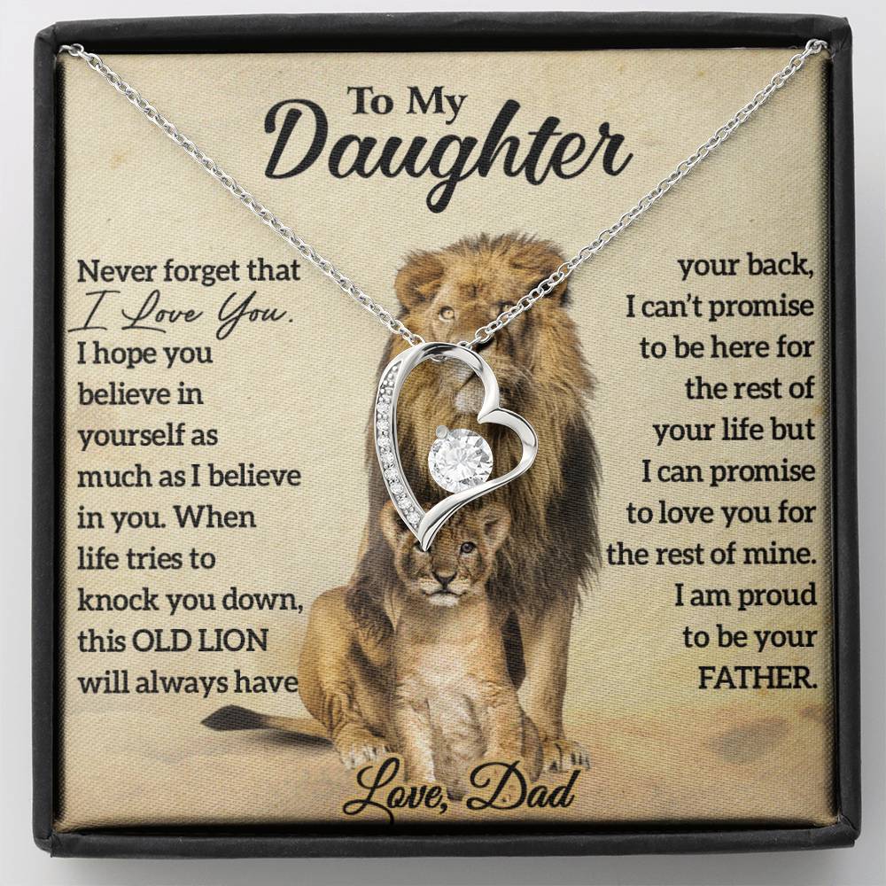 To My Daughter Lion Necklace, Daughter Birthday Gift, Lion Dad Gift